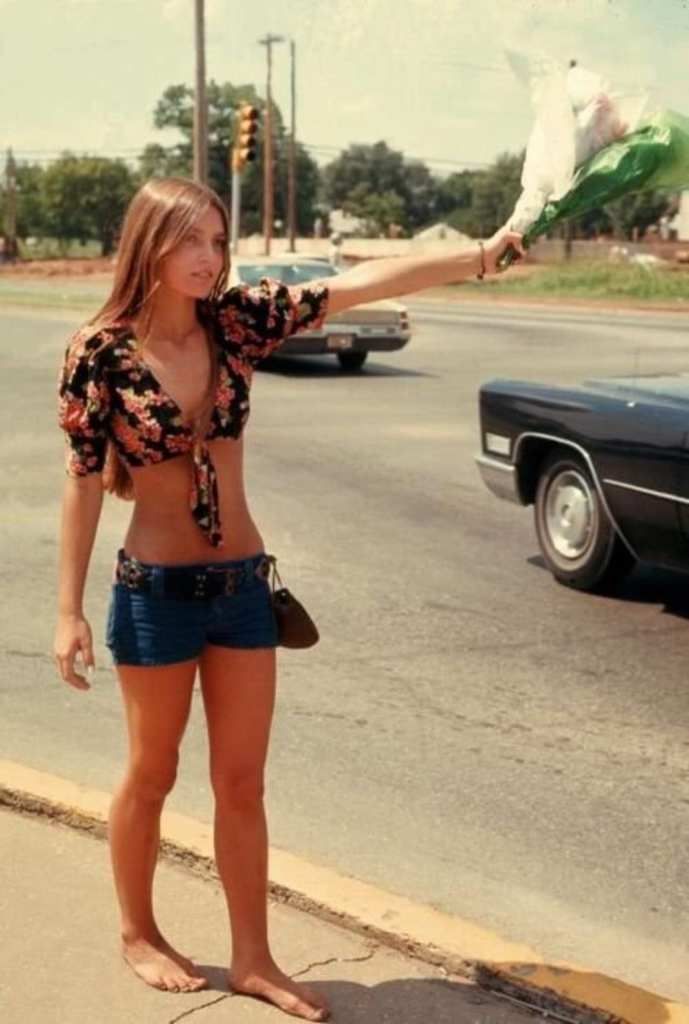 Hitchhiker with Flowers - Oklahoma, 1973
